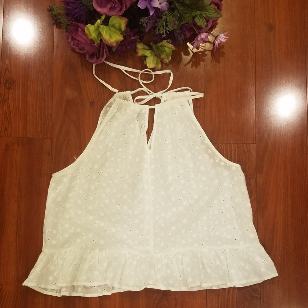 Caution To The Wind White Lace Halter Top Medium - Picture 4 of 6